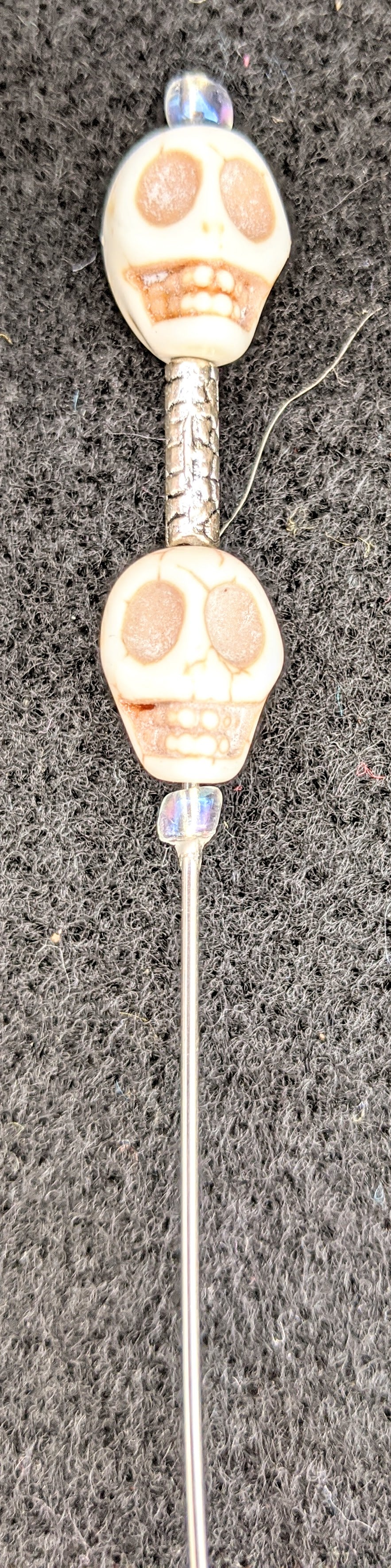 Voodoo Doll Hat Pin Decorative Stick Pin Large Size Metal Beads Skulls