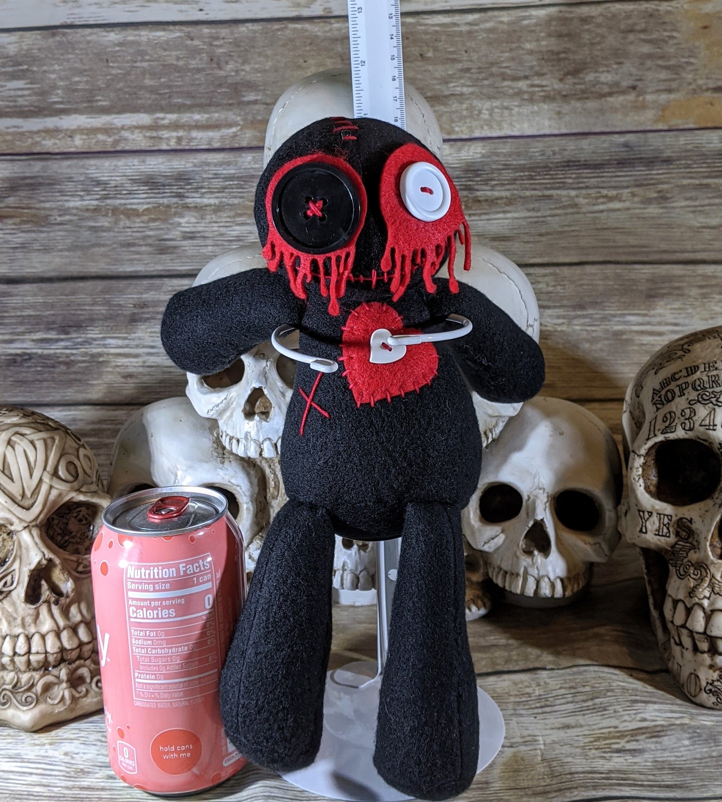 Little Black Voodoo Plush Doll Creepy Cute Kawaii Poppet