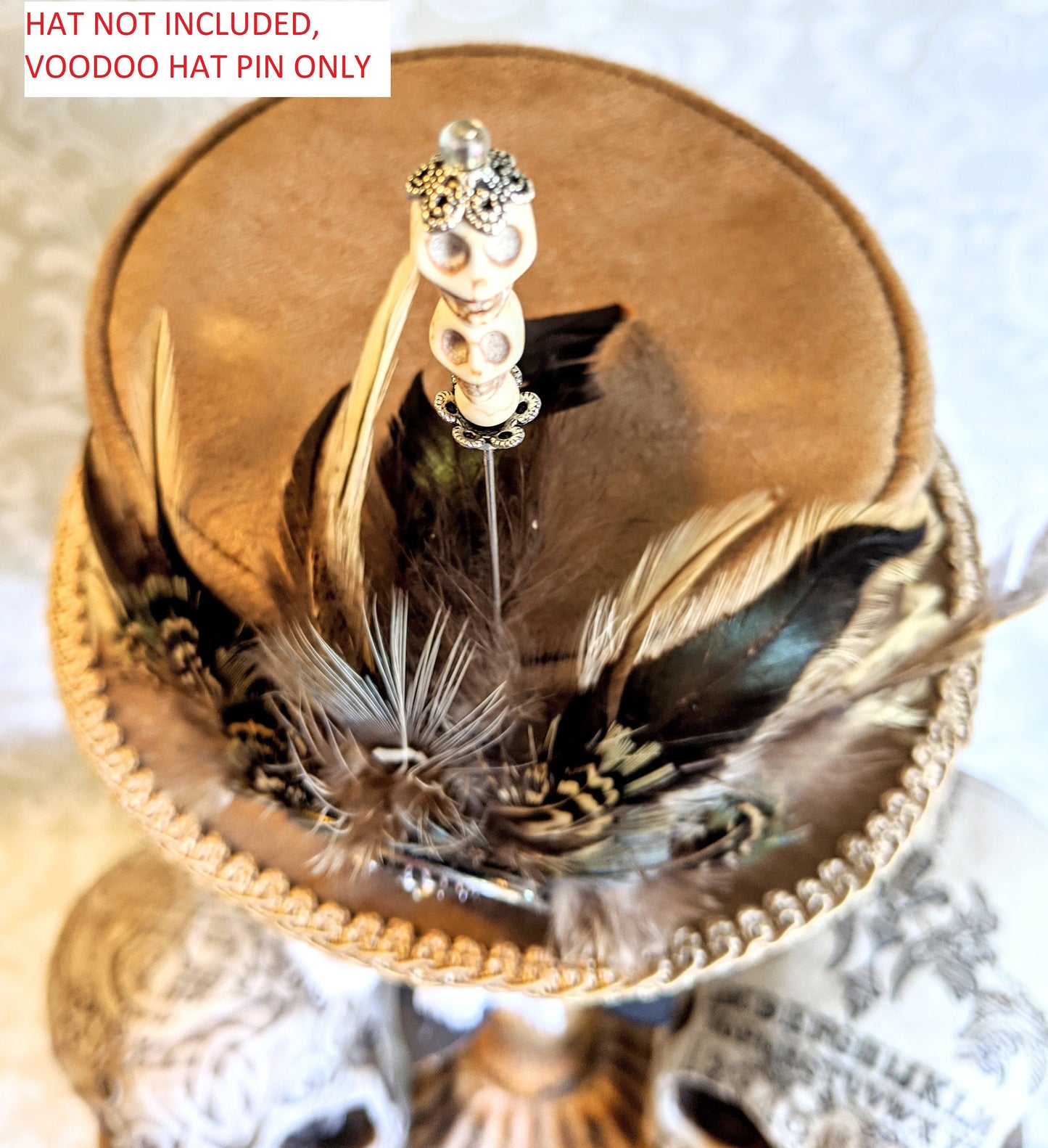 Voodoo Doll Hat Pin Decorative Stick Pin Large Size Skull