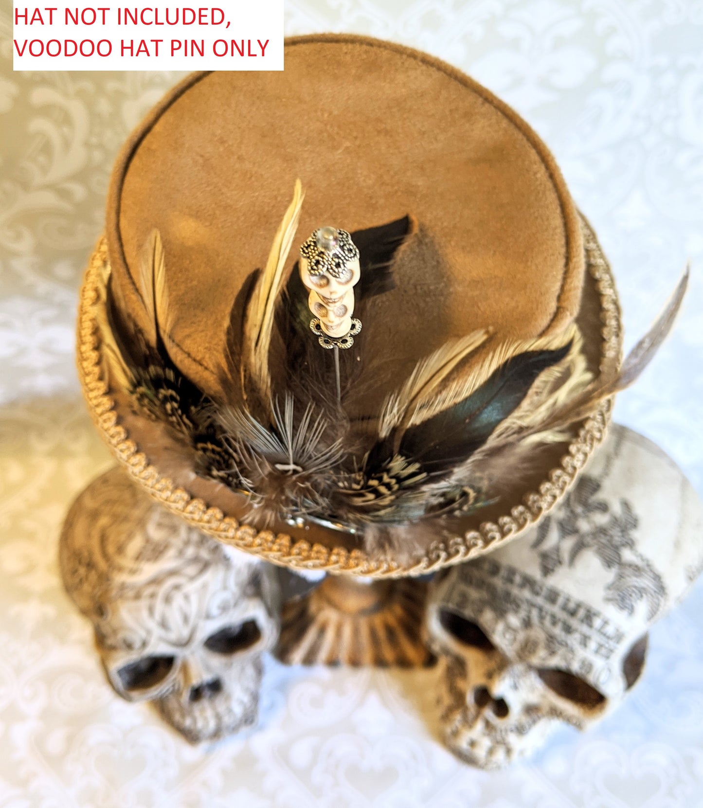 Voodoo Doll Hat Pin Decorative Stick Pin Large Size Skull