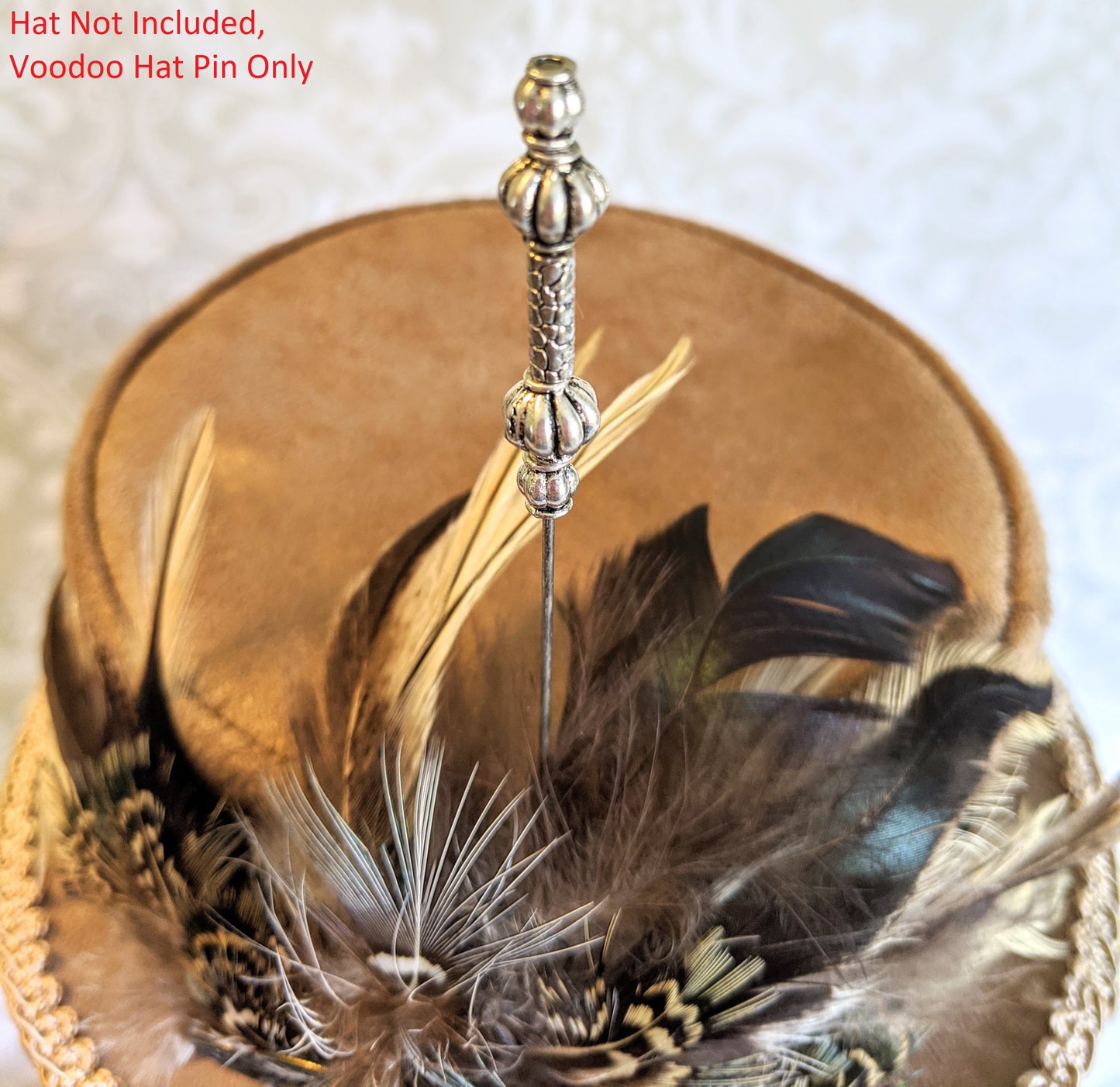 Voodoo Doll Hat Pin Decorative Stick Pin Large Metal Filigree Beads